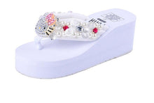 womens white hello kitty sandals wedge flip flops beach slides