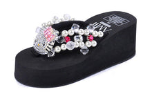 womens black hello kitty sandals wedge flip flops beach slides