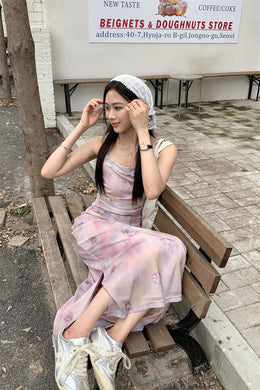 womens shoujo girl outfits korean fashion head scarf long baby pink dress