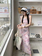 Womens Korean Coquette Aesthetic Cute Floral Light Pink Midi Dress