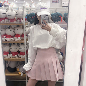 Womens Kawaii Fashion Aesthetic Pleated Tennis Skirt