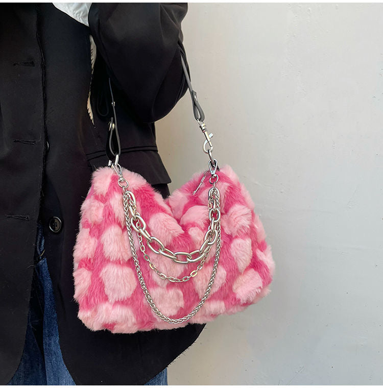 Y2K Barbiecore Pink Purse Saddle Satchel Shoulder Strap Handbag Embroidery  Studs