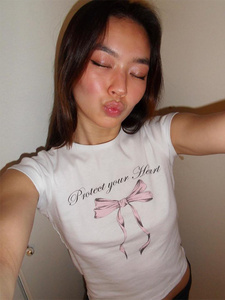 womens pink bow coquette aesthetic tshirt
