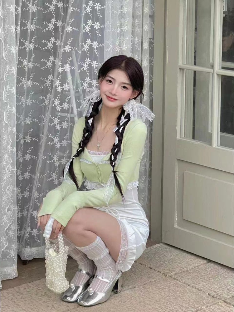 Kawaii Aesthetic Coquette Dollette Corset White Dress Light Green Card The Kawaii Factory Kawaii Aesthetic Coquette Dollette Corset White Dress Light Green Card The Kawaii Factory