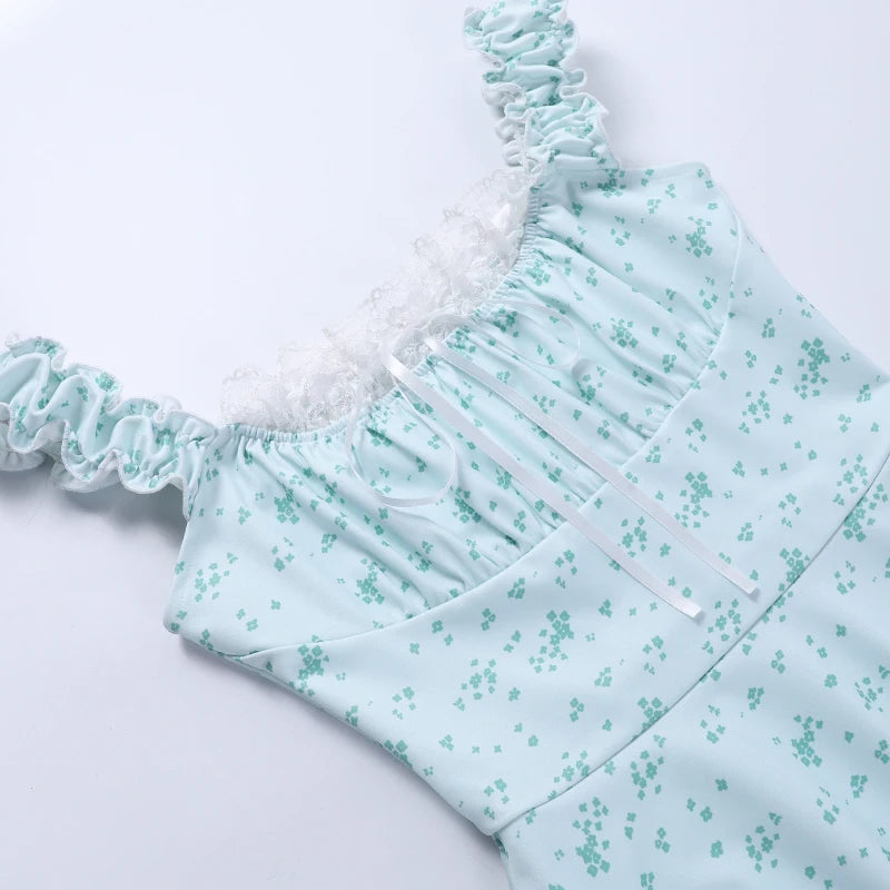 Womens Coquette Aesthetic Milkmaid Sky Blue Floral Dress The Kawaii Factory Womens Coquette Aesthetic Milkmaid Sky Blue Floral Dress The Kawaii Factory