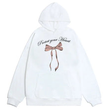 aesthetic tops for women pink bow white hoodie