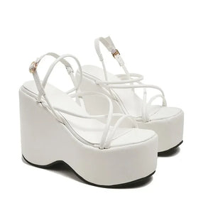 womens aesthetic shoes chunky white platform sandals y2k 90s