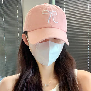 womens korean fashion store pink bow baseball cap