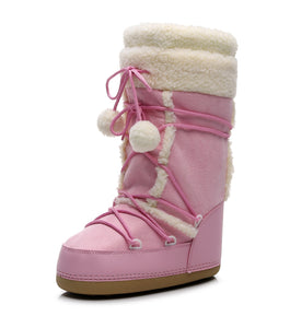pink snow boots womens with pom poms
