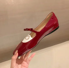 coquette aesthetic shoes patent leather dark red mary janes with bow cherry red ballet flats for women