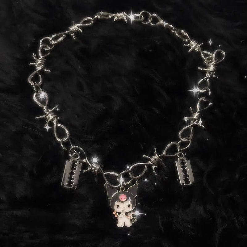 Harajuku Kawaii Fashion Y2K Emo Goth My Melody Kuromi Jewelry Chain ...