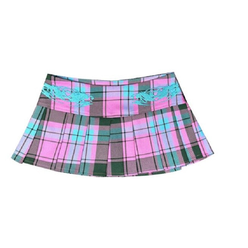 womens low rise plaid tennis skirt y2k pleated skirt aesthetic clothes
