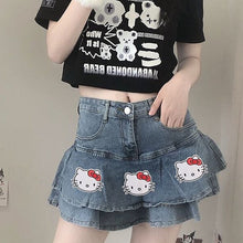 Harajuku Kawaii Aesthetic Y2K Hello Kitty Denim Mini Skirt