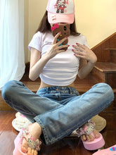 womens hello kitty jeans y2k hello kitty pink platform sandals