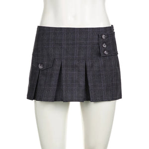 aesthetic clothes for women y2k coquette officecore gary plaid pleated mini skirt low rise