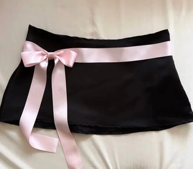 womens coquette clothes low rise pink bow mini skirt black