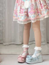 womens japanese lolita fashion sweet lolita outfit mismatched shoes kawaii platform shoes pink baby blue