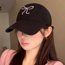 womens coquette aesthetic korean fashion pink bow baseball cap black