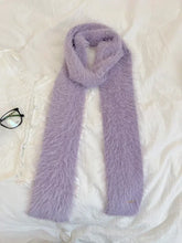 womens y2k skinny scarf purple mink fur immitation mohair angora fluffy thin scarf