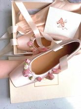 womens aesthetic square toe pink ballet flats with flowers crisscross laces silk satin shoes