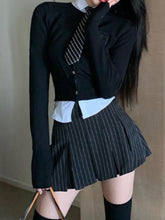 Korean Style Y2K Aesthetic Preppy Old Money Rory Gilmore Pinstripe School Uniform Mini Skirt
