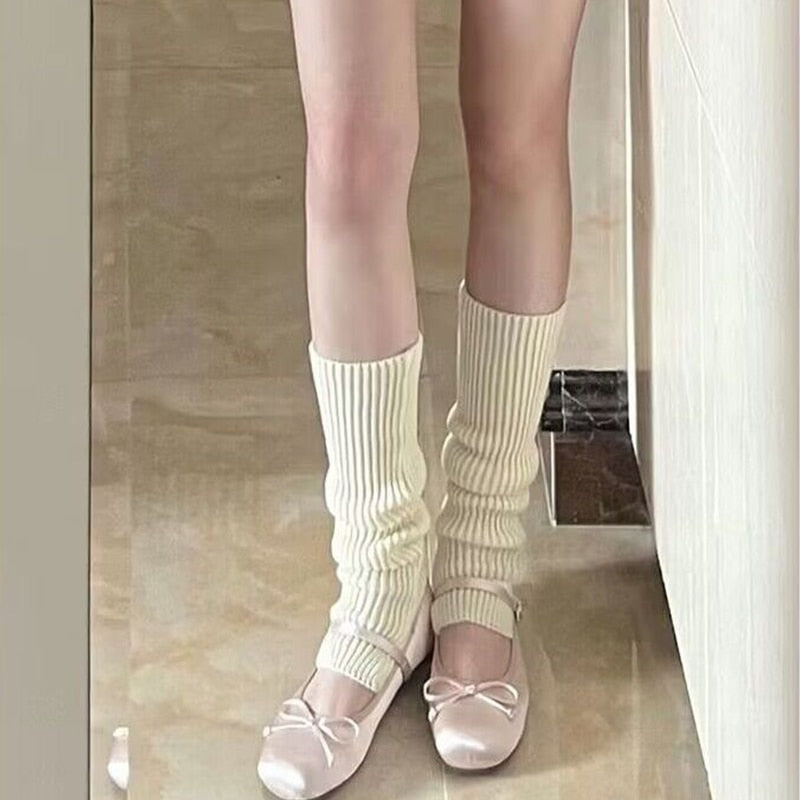 Kawaii Balletcore Aesthetic Gyaru Rib Knit Leg Warmers Slouchy Socks