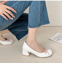 Korean Elegant Coquette Aesthetic Balletcore Round Toe Silver Chunky Heels Shoes Pumps