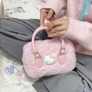 pink plush hello kitty handbag for women