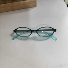 womens thin reading glasses oval frame blue green gradient officecore