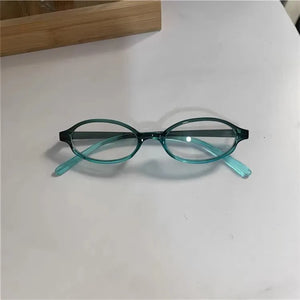womens thin reading glasses oval frame blue green gradient officecore
