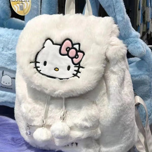womens aesthetic cutecore y2k hello kitty backpack white plush
