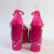 womens satin platform heels hot pink pumps high heel shoes