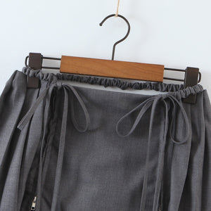 korean fashion grey pleated mini skirt low rise 