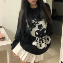 womens kawaii fashion kuromi sweater fuzzy fluffy black jumper creepy cute