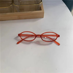 womens red oval frame thin reading glasses office siren
