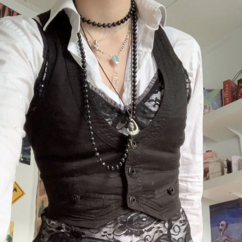 Harajuku Y2K Aesthetic 90s Vintage Fairy Grunge Whimsigoth Micro Vest