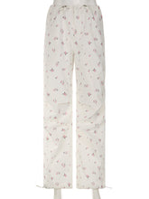 Harajuku Kawaii Aesthetic Y2K Floral White Baggy Cargo Trousers Parachute Pants
