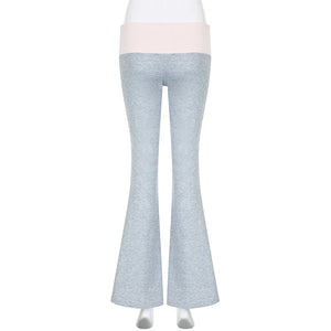y2k low rise fold over gray pink leggings