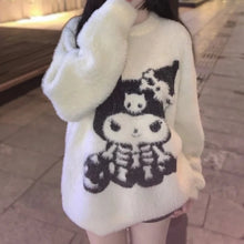 womens kawaii fashion kuromi sweater fuzzy fluffy white jumper