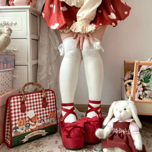 womens harajuku kawaii outfit sweet lolita fashion red platform shoes mary janes