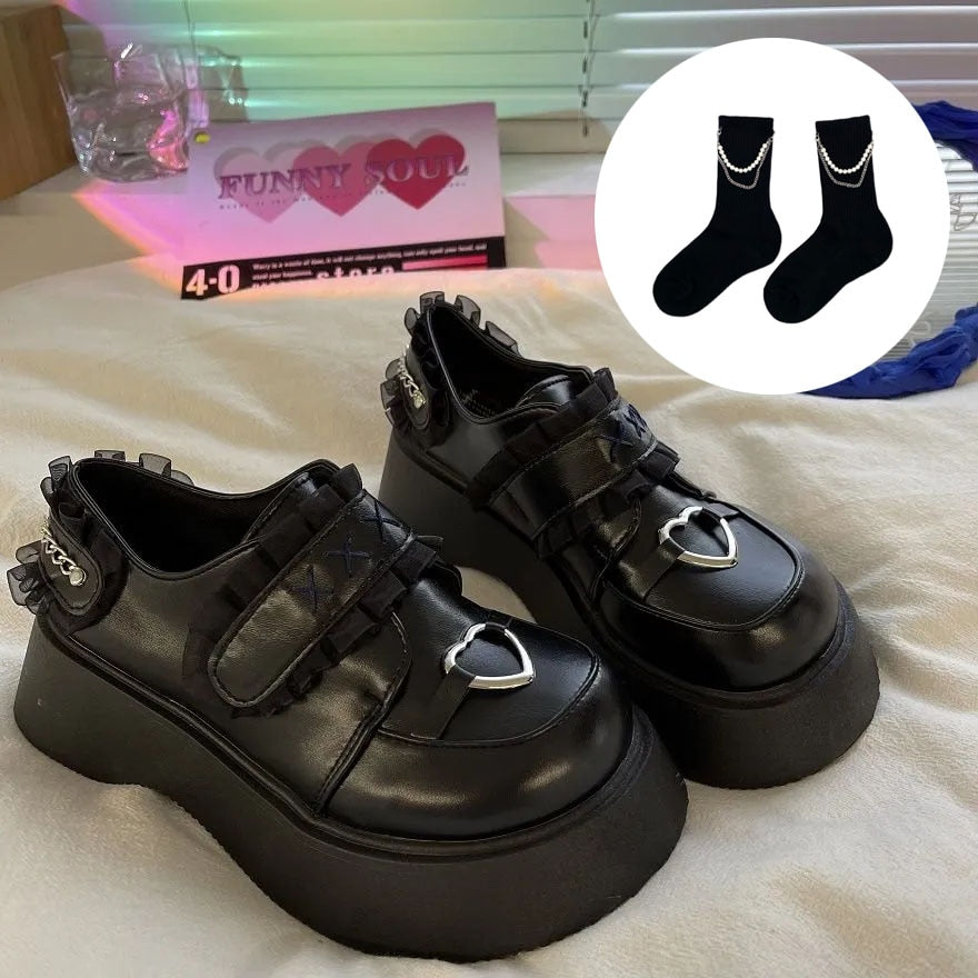 Harajuku Kawaii Aesthetic Fashion Gothic Lolita Platform Loafers