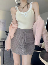 Kawaii Soft Girl Aeshetic Coquette Dollette Balletcore 3-Piece Knit Cardigan Mini Skirt Set