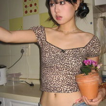 womens harajuku kawaii fashion coquette aesthetic leopard print crop top top blouse shirt