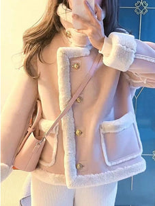 ladies winter coats pink korean fashion