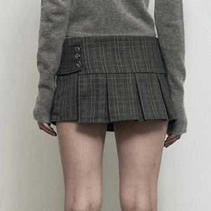 womens aesthetic fashion y2k low rise short skirt pleated mini skirt gray plaid