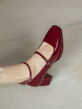 cherry red heels womens aesthetic shoes coquette patent leather retro dark red mary jane shoes 