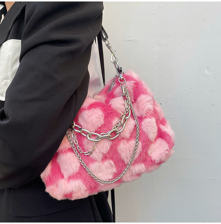 Y2K Barbiecore Pink Purse Saddle Satchel Shoulder Strap Handbag Embroidery  Studs