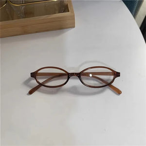 womens brown oval frame thin reading glasses no prescription office siren