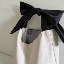 korean fashion minimalist bag black bow canvas tote