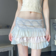 Kawaii Aesthetic Balletcore Coquette Dollette Tiered Mesh Beige Baby Pink Low Rise Micro Skirt